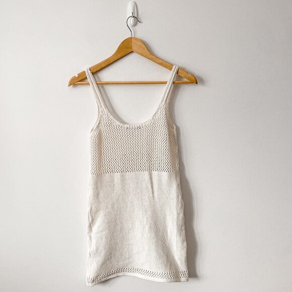 Zara Crochet Knit Mini Dress Ecru White  Size Small - Picture 5 of 7